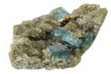 Cubic, Blue-Green Fluorite Crystals on Quartz - China #163571-1